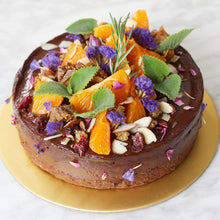 Load image into Gallery viewer, Flourless Cocoa Wholefoods Vegan Fudge Cake "Garden of Eden" (Dairy Free, Eggless, Refined Sugar Free)