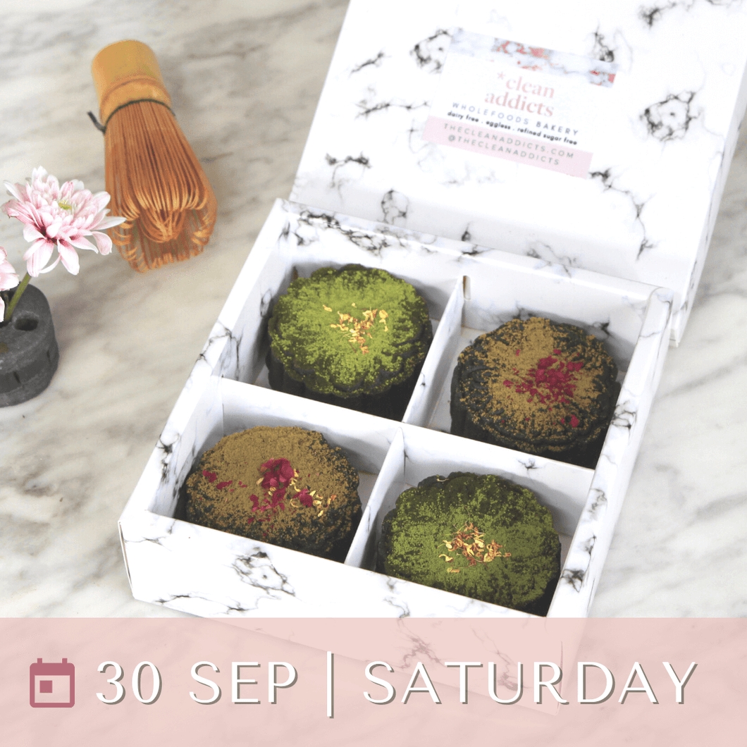 30/9/23 Preorder - Box of 4 Vegan Wholefood Mooncakes (Gluten Free option available, Oil Free)
