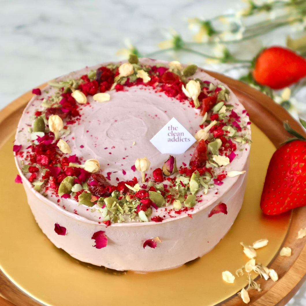 vegan mother's day cake healthy diabetic friendly matcha berry