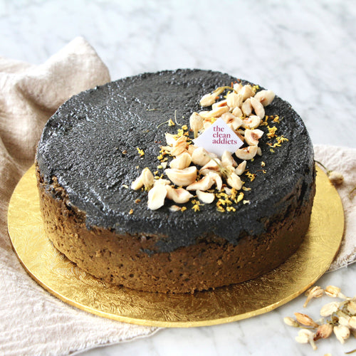 Flourless Vegan Hojicha x Black Sesame Fudge Cake (Vegan, Diabetic-Friendly)